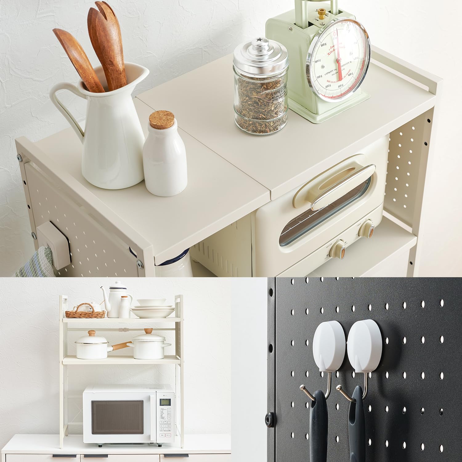 【美品】キッチンラック 2段 収納付き Amazon.co.jp: 萩原 レンジ上ラック 2段 レンジ台 キッチン収納