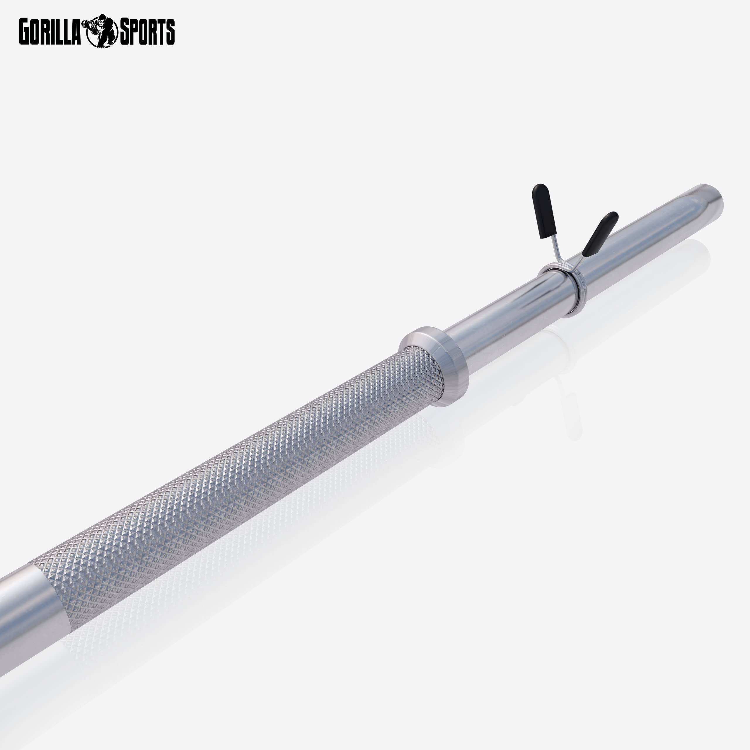 GORILLA SPORTS Barre Haltère 150 Cm Chrome - Charge Max 200 Kg, 2 Fermoirs Ressort