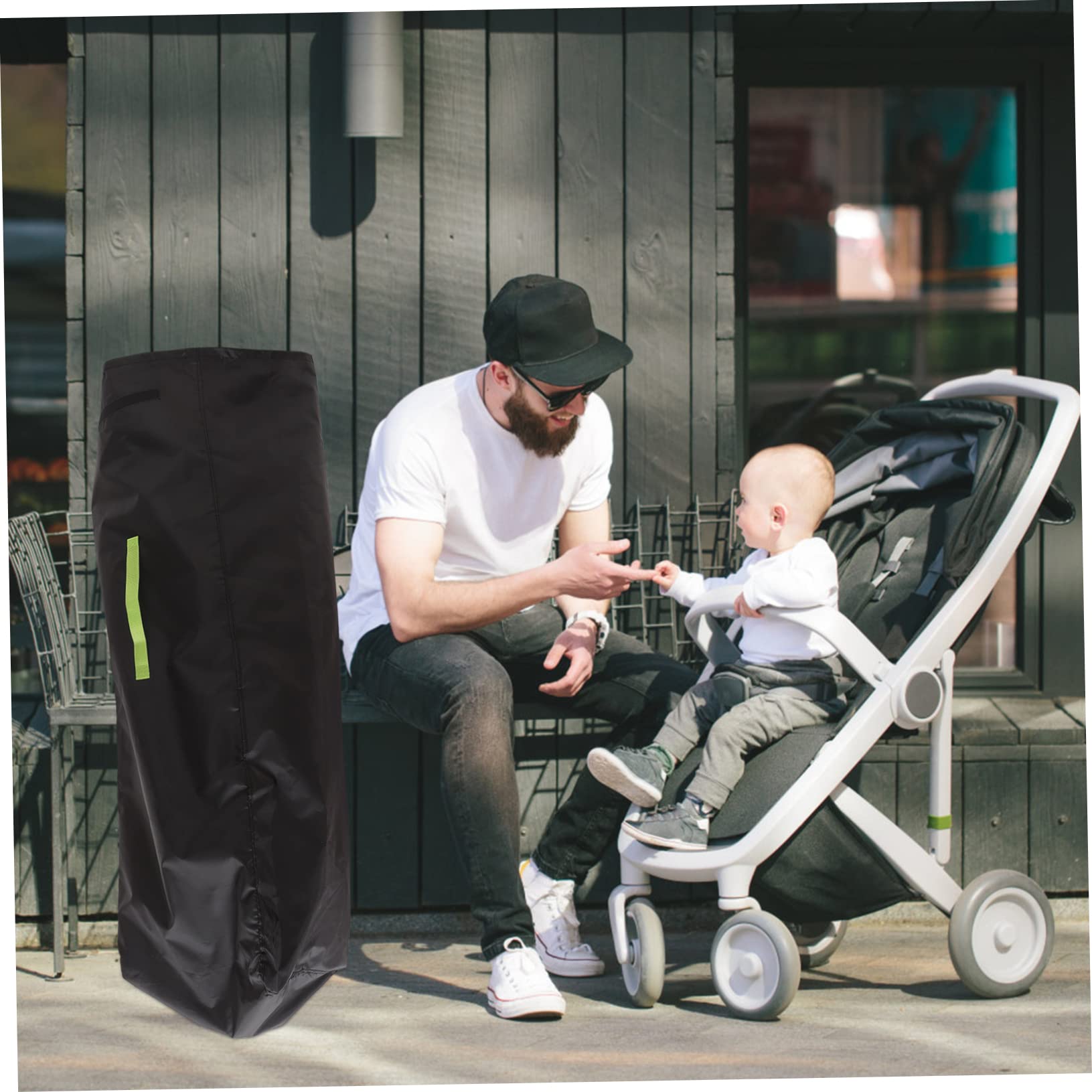 ifundom Borsa da Viaggio per Passeggino Singolo, Sacco Copripasseggino Oxford Nero, Tracolla Singola, Accesso Facile, per Gate Check e Viaggi