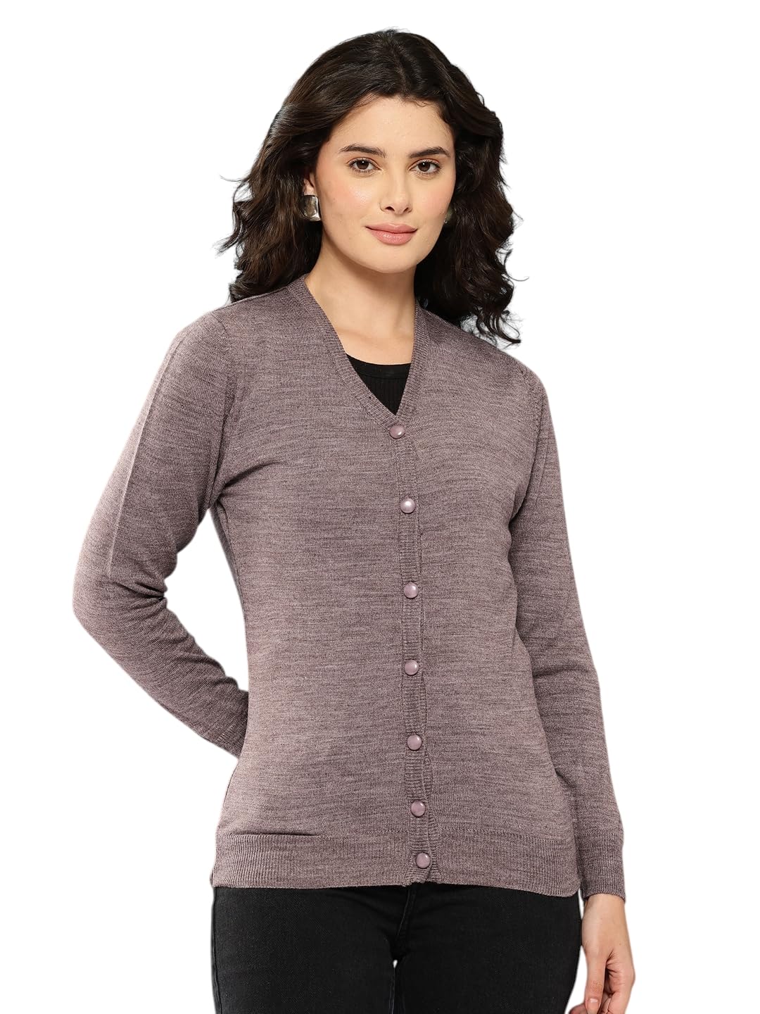 aarika Womens Winter Wear Maroon Colour Solid Woolen Cardigan-picture-10