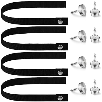 Windyun 4 Sets Boat Ladder Strap 18 Inch RV Door Straps RV Sliding Door Security Straps with Button Snap and Screw Stud for Camper Door Pontoon Boat Accessories