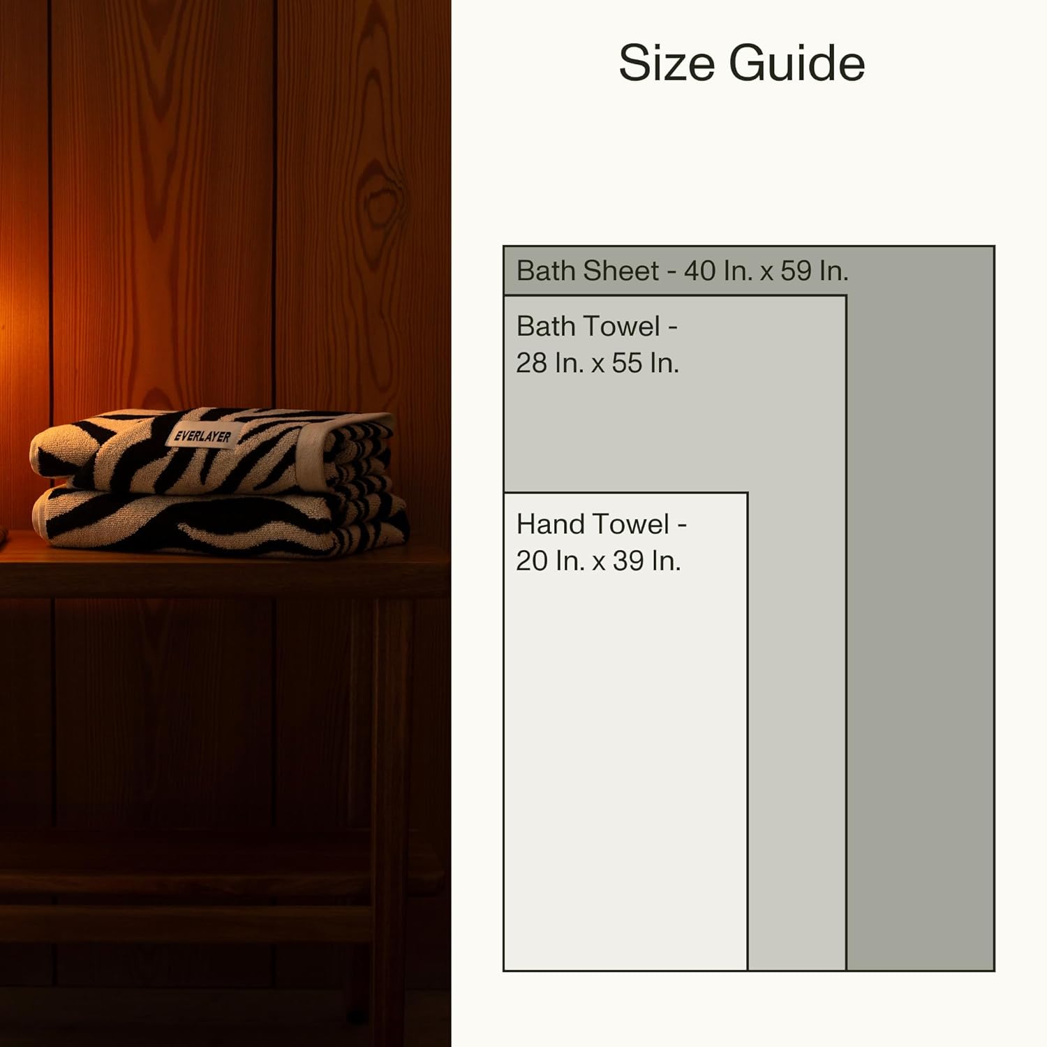 Everlayer Luxury Bath Sheets - 40"x 59", Set of 2, 500 GSM - 100% Combed Cotton, Ultra Soft, Thick & Plush Bath Sheets, Made in Portugal (Black Allover - Zebra)