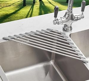 SUS304 Stainless Still Dish Drying Rack Over Sink Corner Dish Rack Kitchen Gadget Tool Sink Caddy Corner Sink