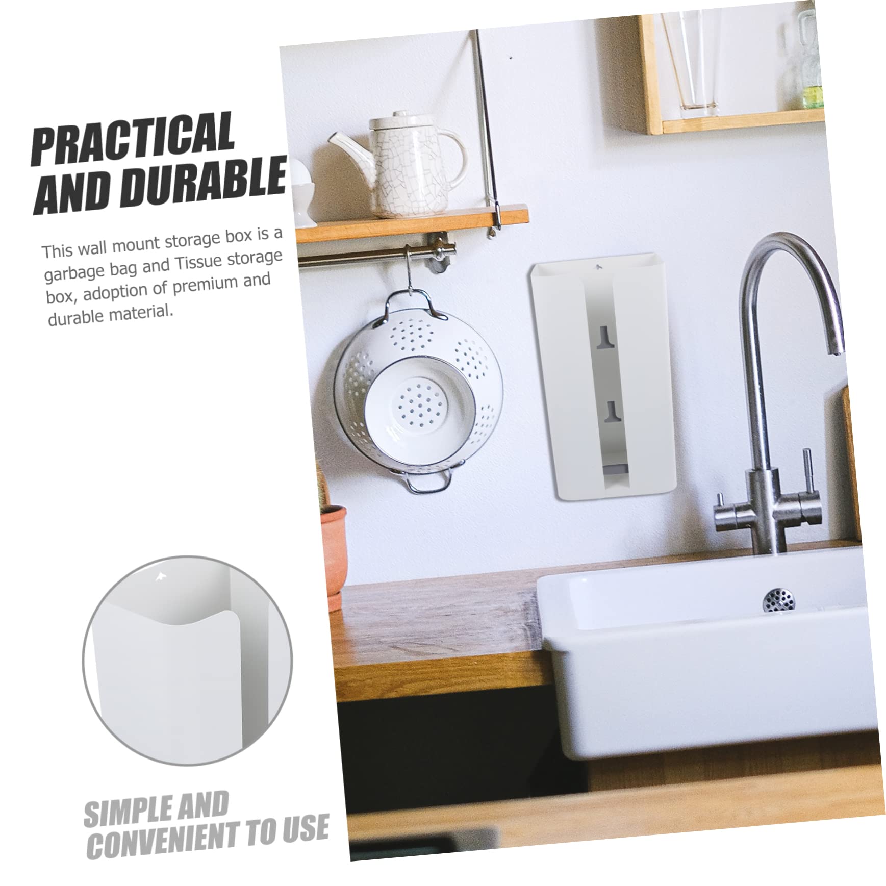 Paquet Poubelle et Rangement Pratique Distributeur Mural en Acier Carbone et Ouverture Ergonomique Blanc Design Vertical pour Usage Multiple