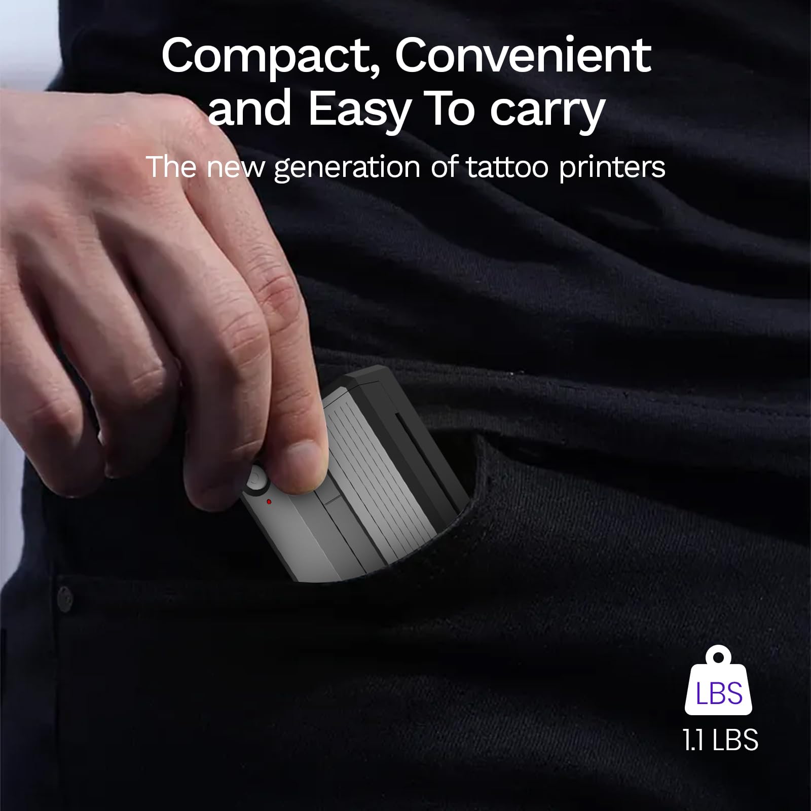 Stampante per tatuatori e principianti, con 3 fogli di carta di trasferimento per tatuaggi, portatile, wireless, Bluetooth, termica, senza inchiostro, compatibile con telefono/PC