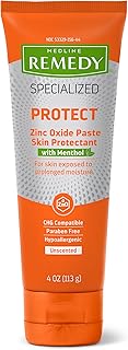 Medline Remedy Specialized Zinc Oxide Paste with Menthol (4 oz Tube), Unscented, Calamine, Incontinence Care, Diaper Rash,...