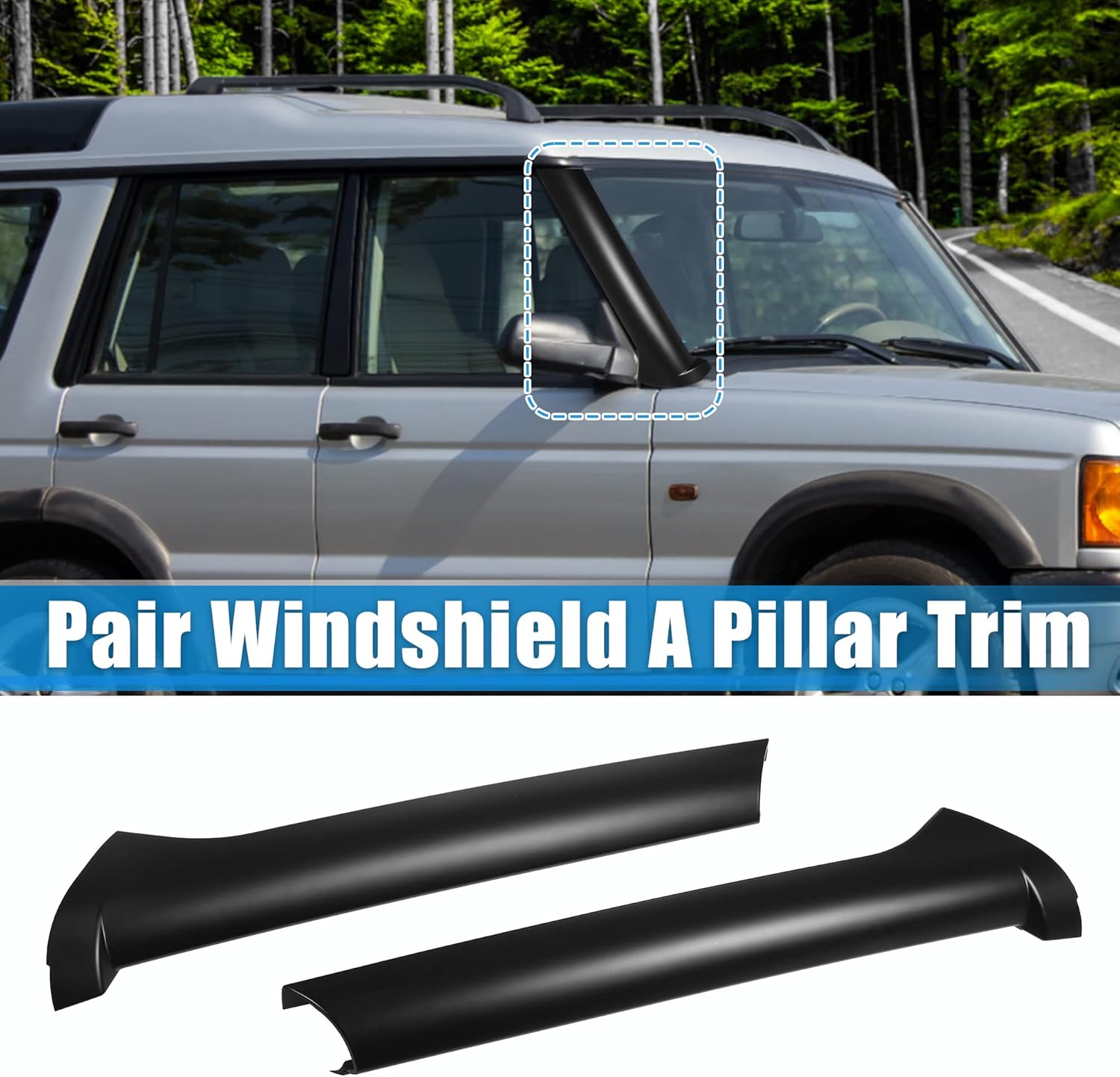 X AUTOHAUX Pair Windshield A Pillar Trim Exterior for Land Rover Discovery 1999-2004 Driver and Passenger Outer Side DCB500060PMA DCB500070PM Front Left and Right
