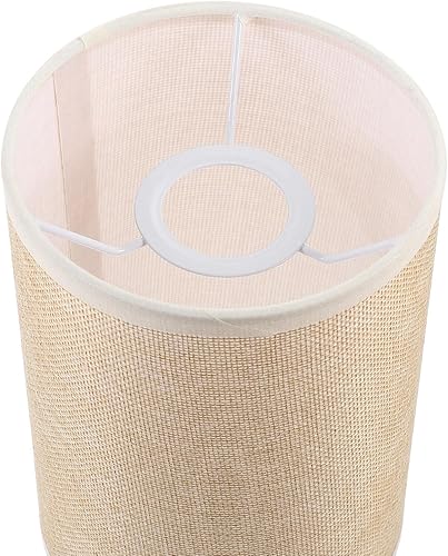Miniatura 3 de LIFKOME Pantallas de lámpara para lámparas de mesa, pantalla de tela de tambor E27, pantalla cilíndrica de tela natural, repuesto de lino, cubierta