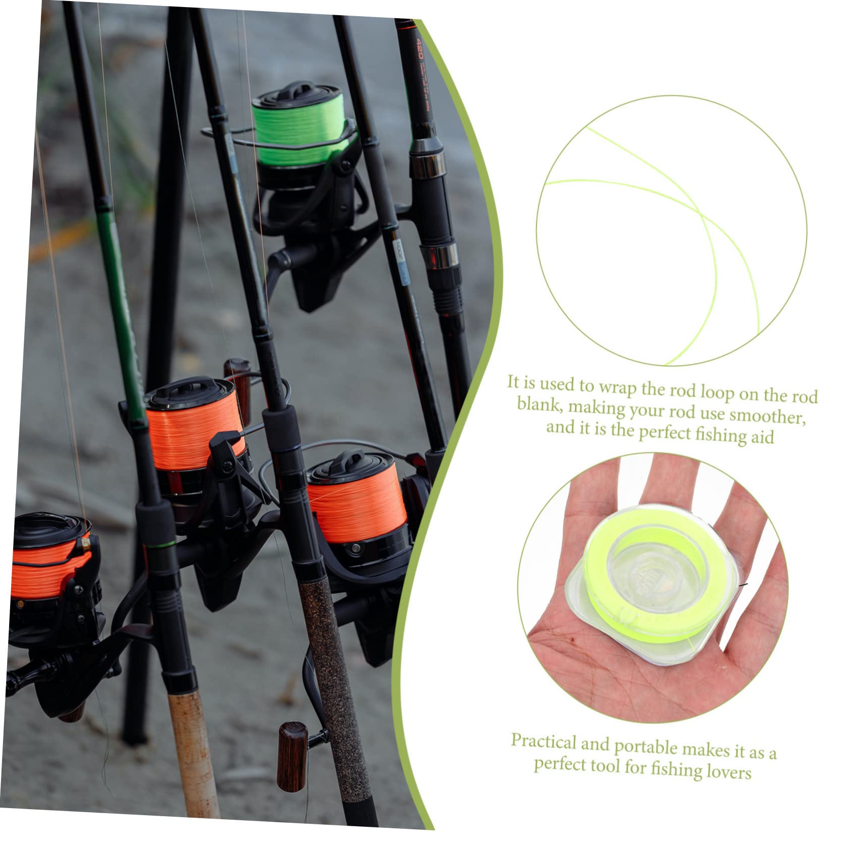 WOONEKY 1 Rouleau Anneau de Cravate de Canne à pêche Fil d'attache de Canne à pêche Fil de surliure de Guide de Tige Fourniture de Canne à pêche Ligne de Fixation d'emballage Divers Boucle