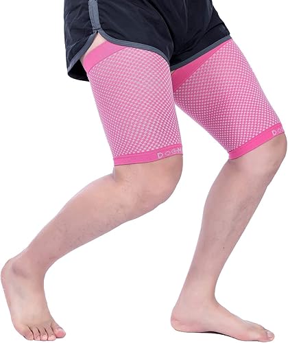 Miniatura 6 de Doc Miller Manga de compresión para muslos para hombres y mujeres, 1 par, envoltura de compresión cuádruple y muslo, tirantes para recuperación