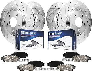 Detroit Axle Drilled & Slotted Brake Kit for Toyota Tundra Sequoia Land Cruiser Lexus LX570 - Front Rear Rotors Ceramic Pads