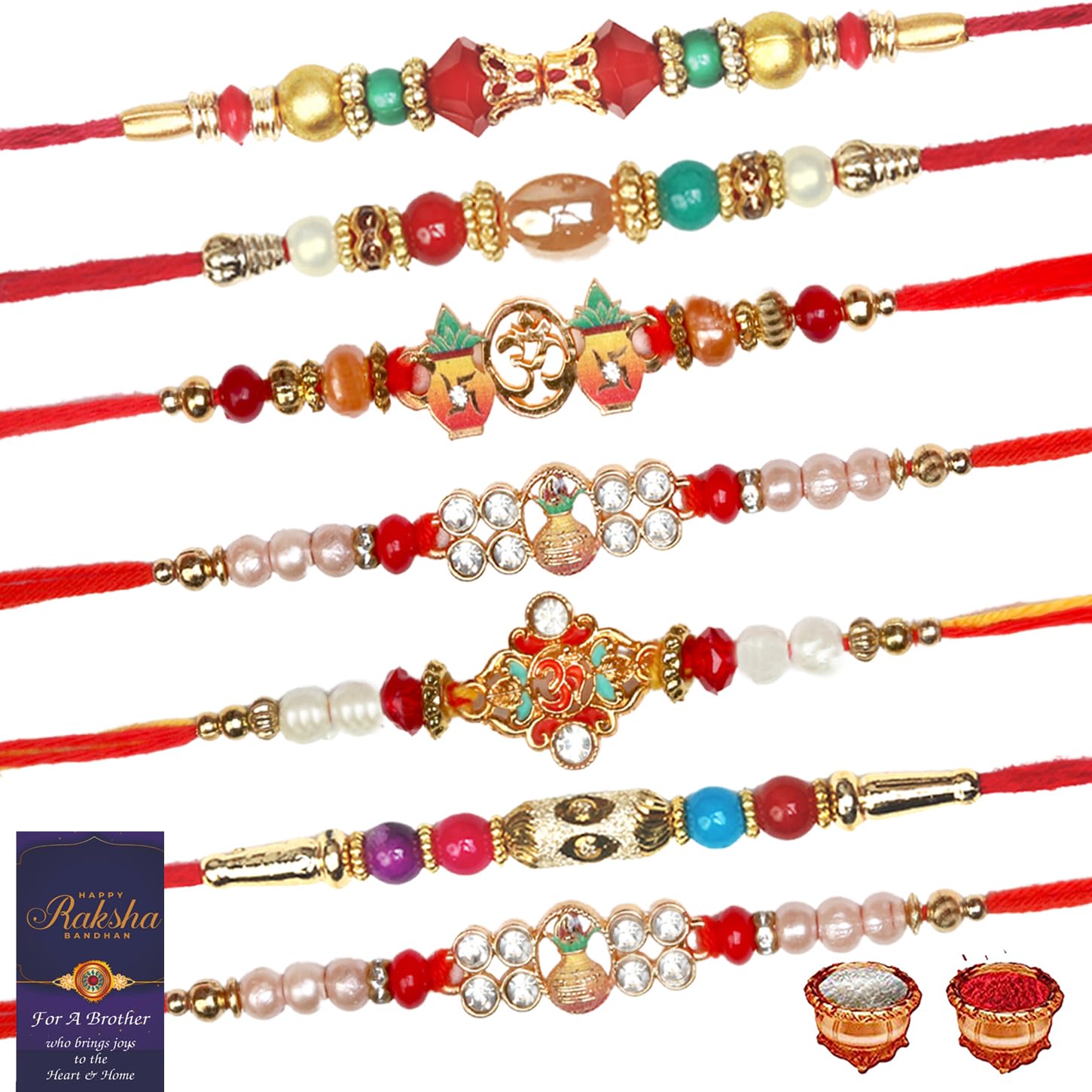 Designer Rakhi Set Of 7 With Roli Chawal and Card For Rakshabandhan | Rakhi For Brother | Rakhi For Kids | Bhaiya Rakhi (B0CFSFMKY6) Amazon Price History, Amazon Price Tracker