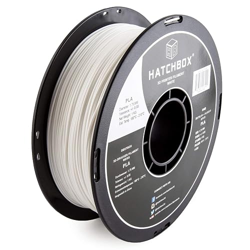 HATCHBOX 1.75mm White PLA 3D Printer Filament, 1 KG Spool, Dimensional Accuracy +/- 0.03 mm, 3D Printing Filament - White