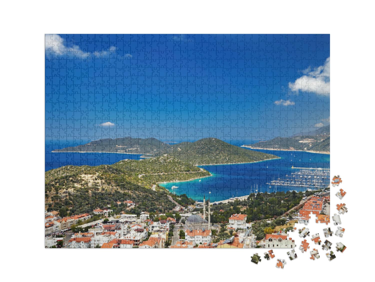 Puzzle 1000 Teile XXL „Stadt Kas, Mittelmeerküste, Türkei“