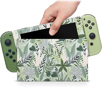 ZOOMHITSKINS Skin Compatible with Switch, Boho Green Leaves Botanical Design, Durable 3M Vinyl Decal Wrap, Precision Fit, Bubble-Free, Made in USA