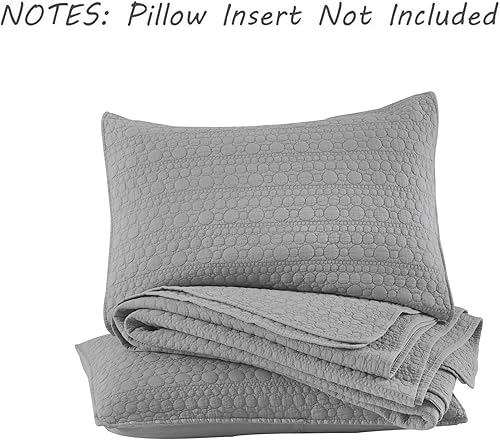 Miniatura 6 de HORIMOTE HOME - Juego de edredón con patrón clásico de puntos geométricos cosidos, microfibra lavada a la piedra, aspecto chic rústico, acolchado,