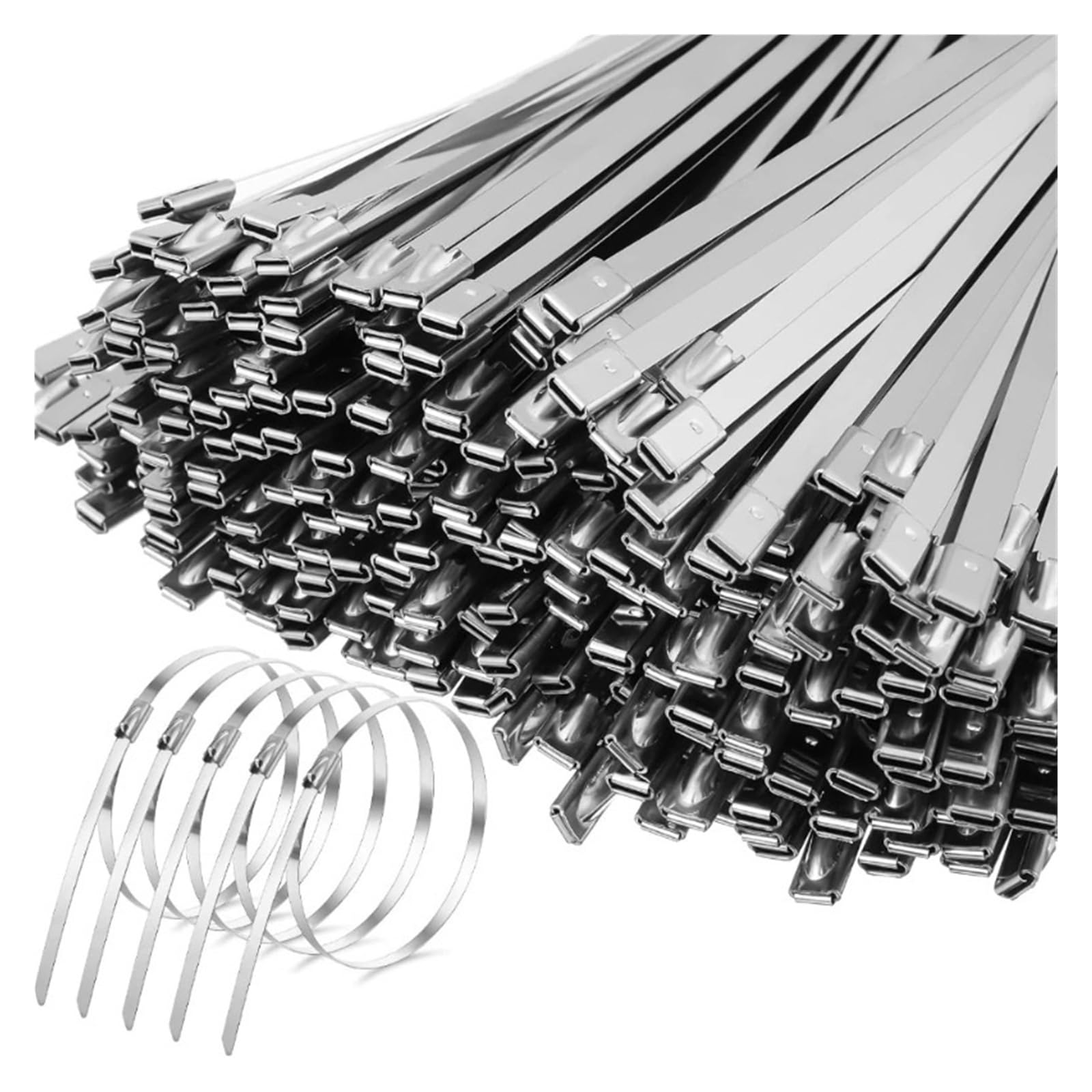 Metal Cable Ties 20/100pcs Stainless Steel Cable Ties Metal Zip Tie Straps for Exhaust Wrap Multi-Purpose Heavy Duty Self-Locking Fastening Rings(4.6x300mm,40PCS)