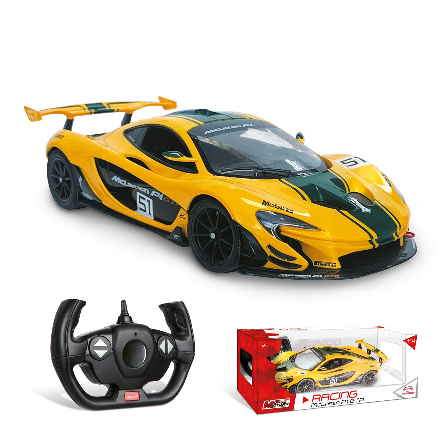 Mondo Motors, MC LAREN P1 GTR, Modello in Scala 1: 14, fino a 10 km/h di Velocità, Auto Giocattolo per Bambini 63882