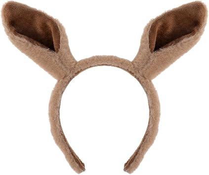 Sibba Ears Headband Kangaroo Cute Furry Ears Plush Ear Hairband Animal Ear Headband Hair Styling Decoration Plush Hairbands for Costume Cosplay Party Fancy Dress Up Accessories