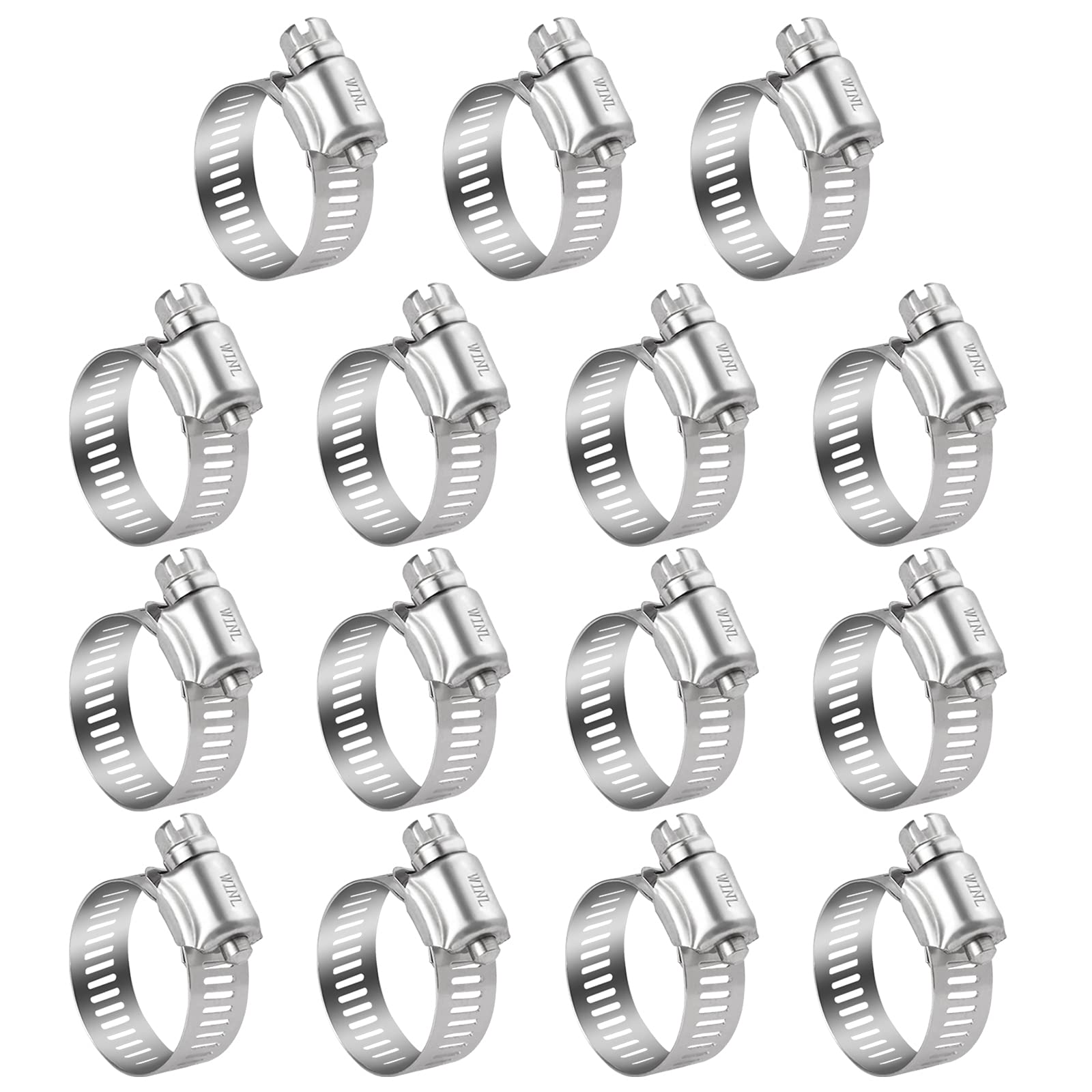 WINL Stainless Steel Hose Clamps 15 Pack 3/4'' to 1-3/4'' (20mm-44mm)