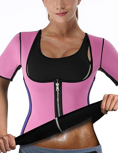 DoLoveY Chaleco deportivo de sauna con mangas para mujer, camiseta de neopreno para entrenamiento, moldeador de cuerpo, camiseta sin mangas deportiva
