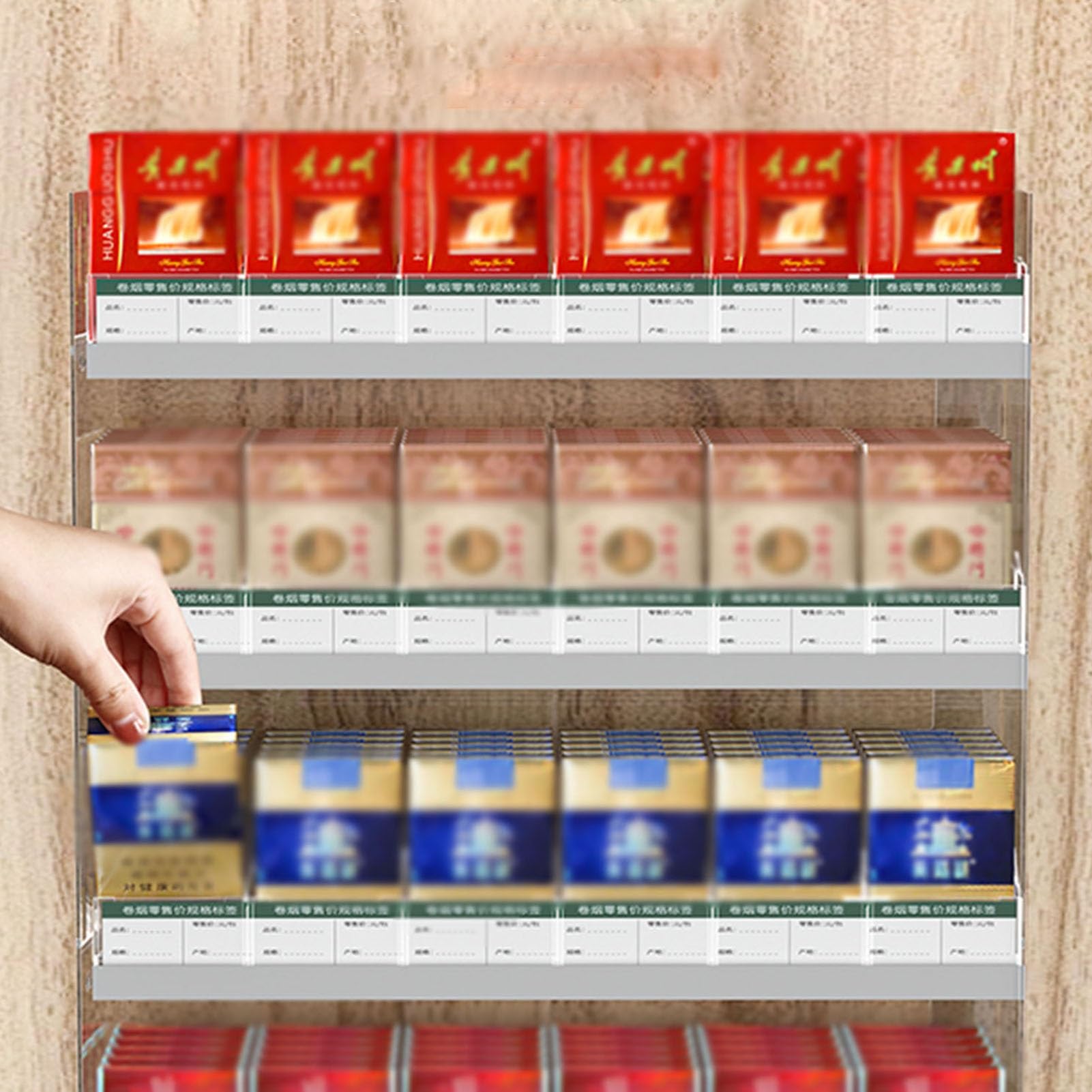 Organizzatore da parete in acrilico con pulsante automatico per bancone cassa e espositore da bar