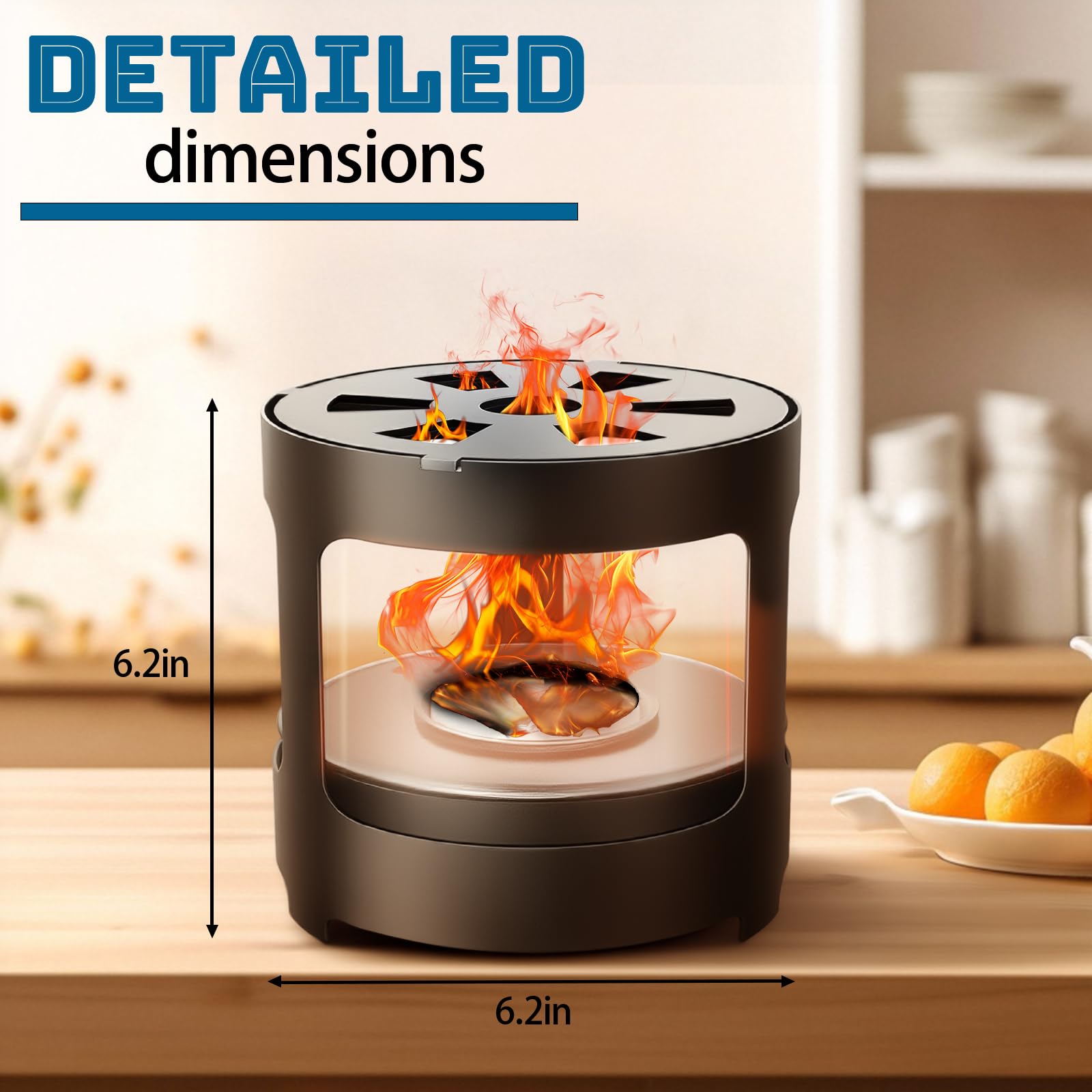 Edelstahl Stövchen mit Glaswindschutz - Bio-Burner, Teelichtofen, Stövchen für Teekanne (BK-101)