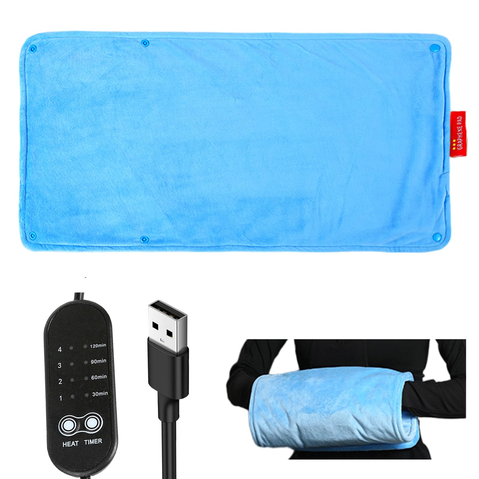 Weixiaoba Menstrual Heating Pad for Period Cramps 12"x24", 4 Heat Settings Portable Electric Heating Pads for Shoulder Arm Leg Back Pain Relief