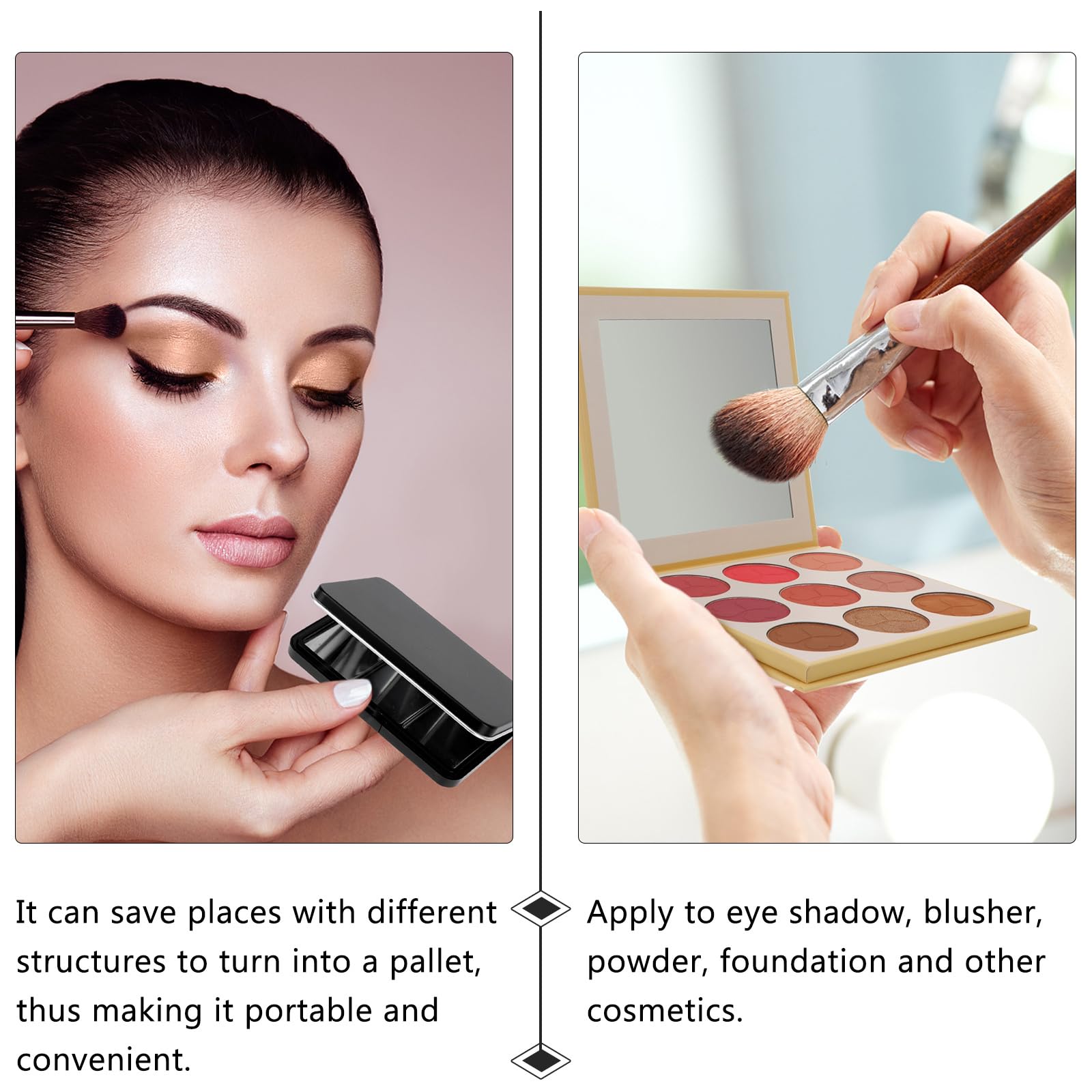 Paleta de sombras de ojos vacía: paleta de maquillaje magnética recargable con espejo para sombra de ojos en polvo, rubor, lápiz labial, resaltado - tamaño de viaje compacto 8