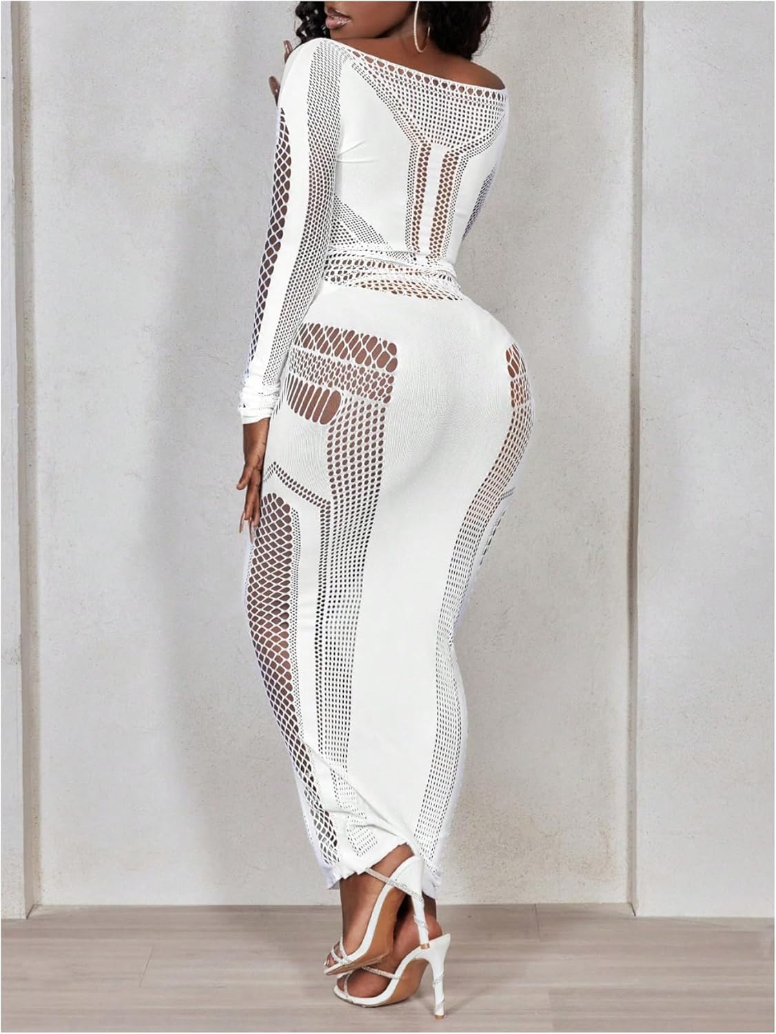 Floerns Women's Hollow Out Bodycon Long Dress Long Sleeve Party Concert Dresses - Image 3