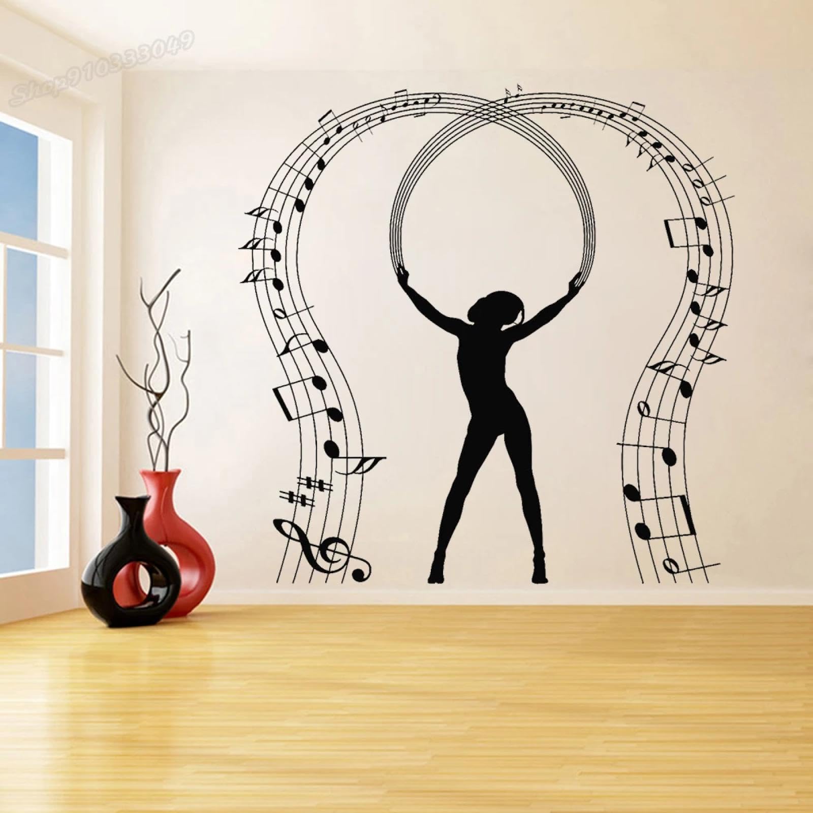 Youousi Black Music Notes, Musical Notes, Dancing Musician Wall Stickers, Living Room Bedroom Wall Stickers, Music Studio Art Stickers
