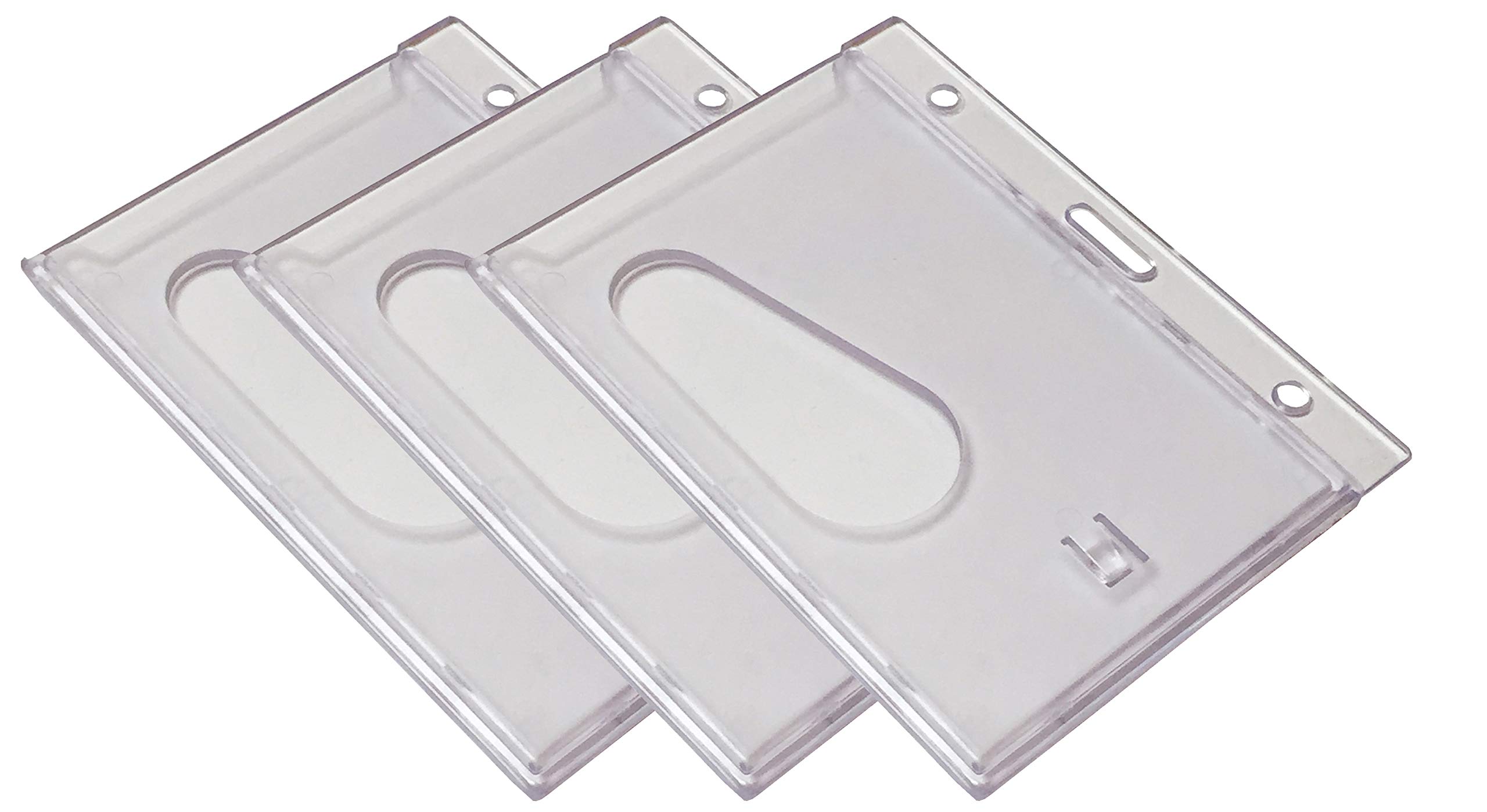 PCL Media ltd Clear Enclosed ID Card Holder, ID Badge Holder Pack of 3 Clear ID Card Holdes Protects and Keeps Your Card Clean