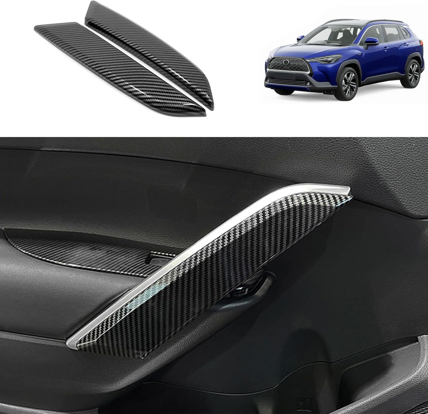 Car Accessories Compatible with Toyota Corolla Cross 2022 2023 2024 2025 2026 Inner Door Armrest Handle Bowl Frame Cover Trims ABS 2PCS(Peach Wood Style)