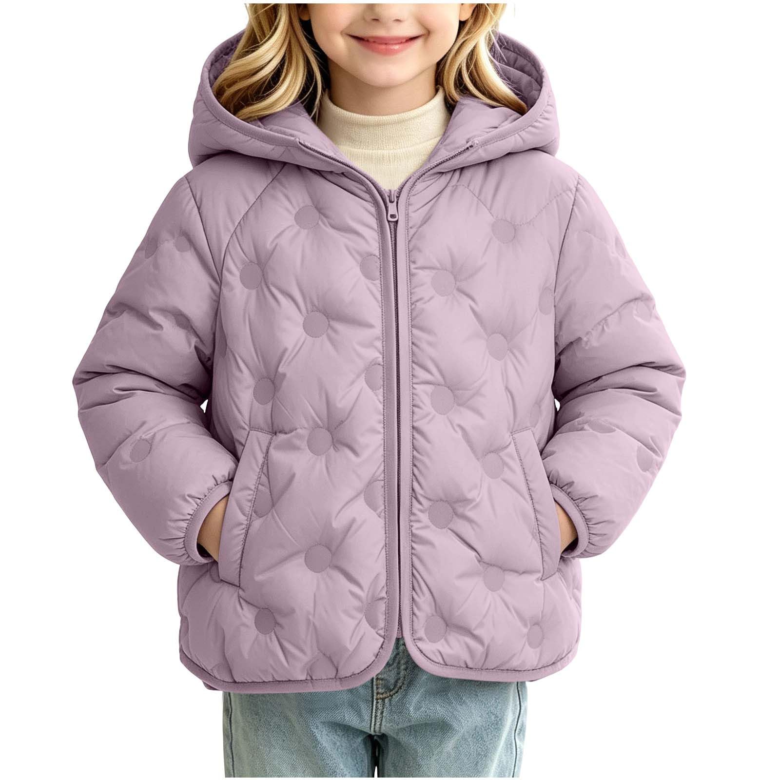 Chaqueta acolchada con capucha para niñas de 3 a 12 años con cremallera