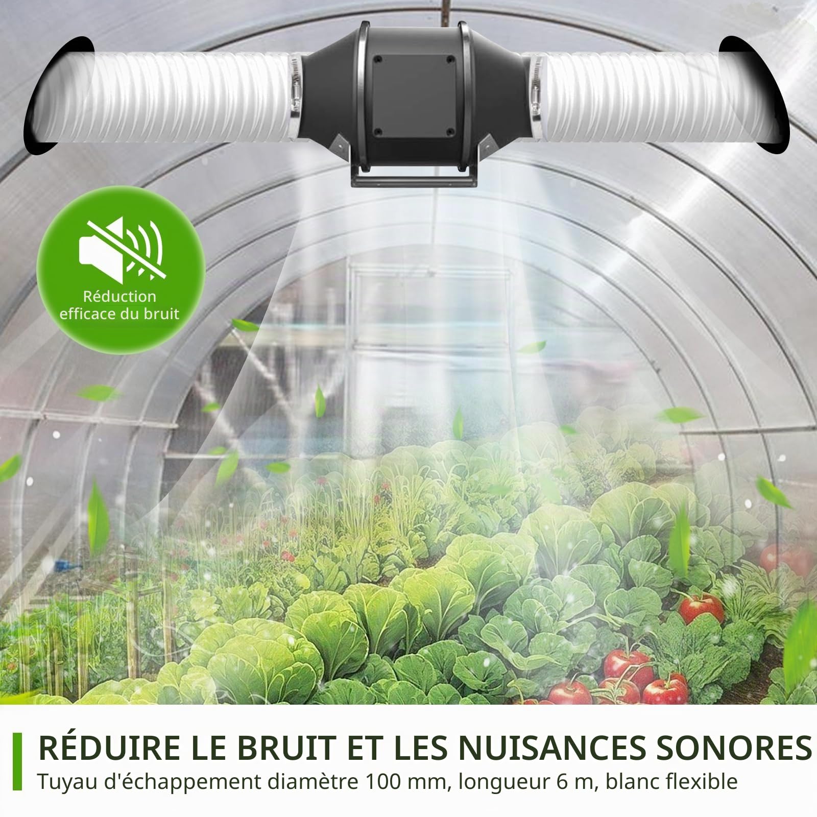 Tuyau d'évacuation d'air - Diamètre : 100 mm - Longueur : 6 m - Flexible - En PVC - Pour climatisation mobile, sèche-linge, hotte aspirante