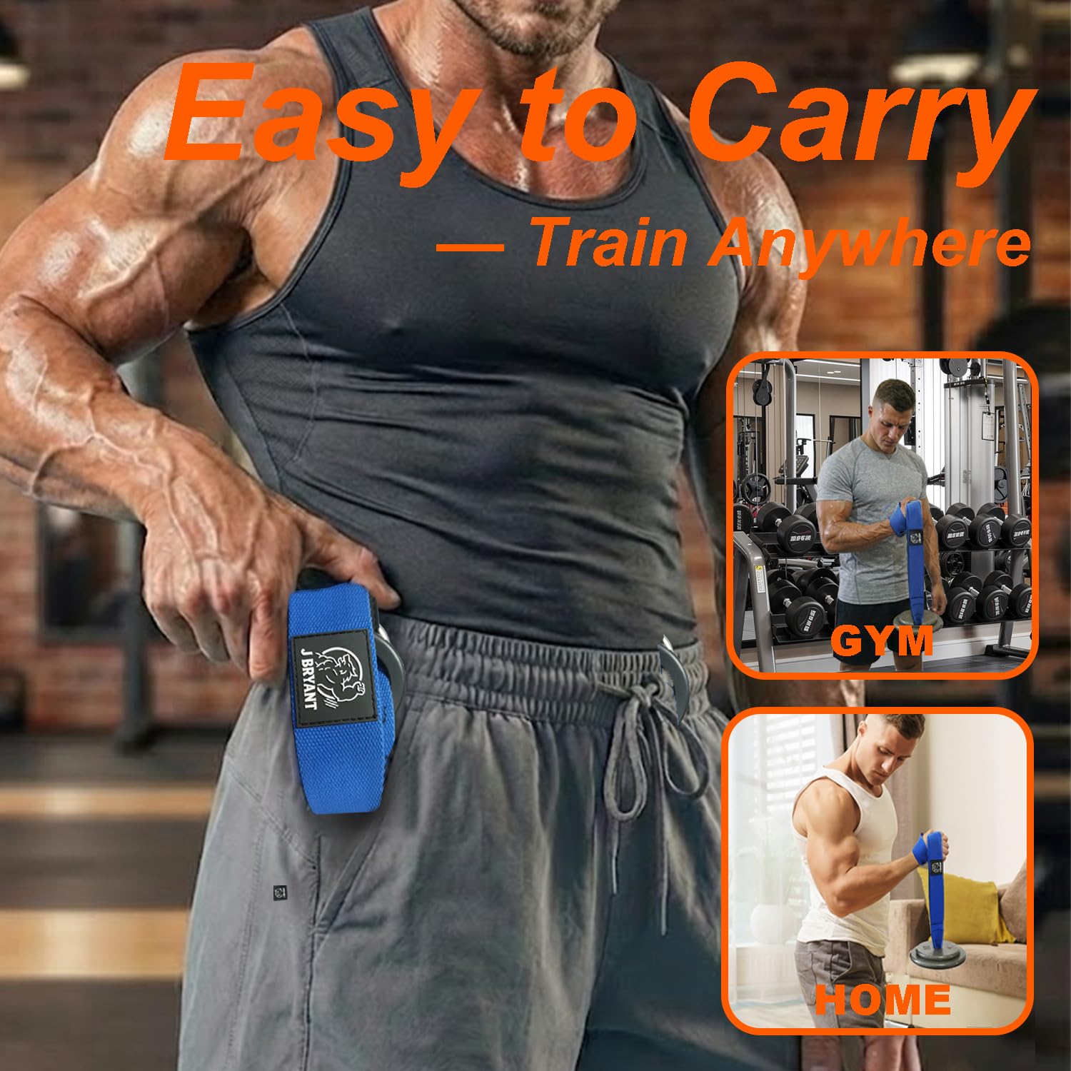 J Bryant Armwrestling - Cintura da allenamento per polso con base anti-usura, cuscinetto in gomma ammortizzante e cinghia extra resistente, per allenamento con pesi