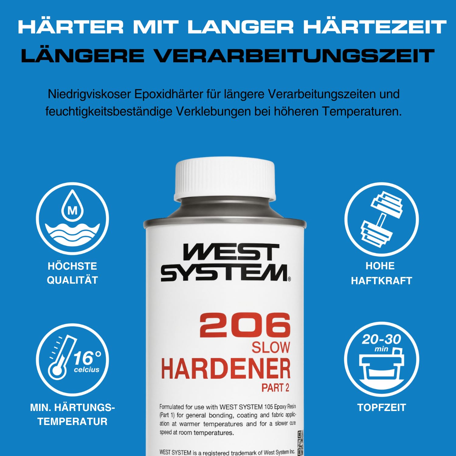 WEST SYSTEM Epoxidharz und Härter 105/206 A Pack Set – Marinequalität 2-Komponenten-Epoxidkleber für Holz, Metall, Fiberglas – Wasserdichter DIY-Klebstoff für Bootsreparatur & Spaltfüllung