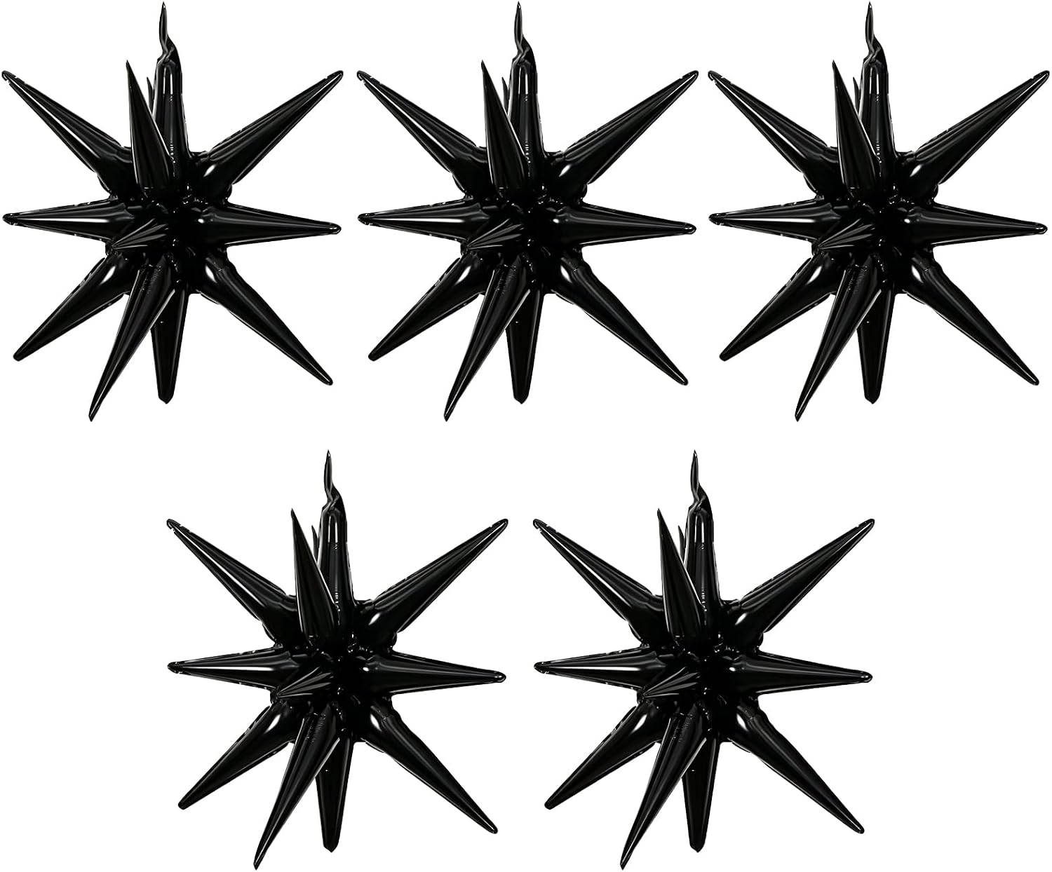 5Pcs 27 inch Huge Star Balloons Explosion Star Mylar Foil Balloons, Starburst Pointed Spike Balloons for Birthday Christmas Wedding Helloween Decorations, Party Supplies Decor (Black)