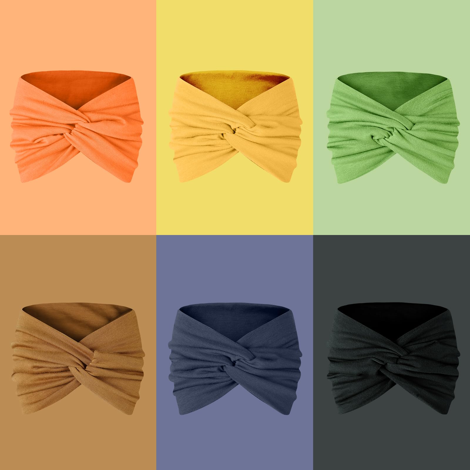 Cute Bright Knotted Head Wraps Turbans Style Head Bands Hair Accessories, 6 Pack Amazon.com : IVARYSS Wide Headbands for Women, Knotted Head  main image 3