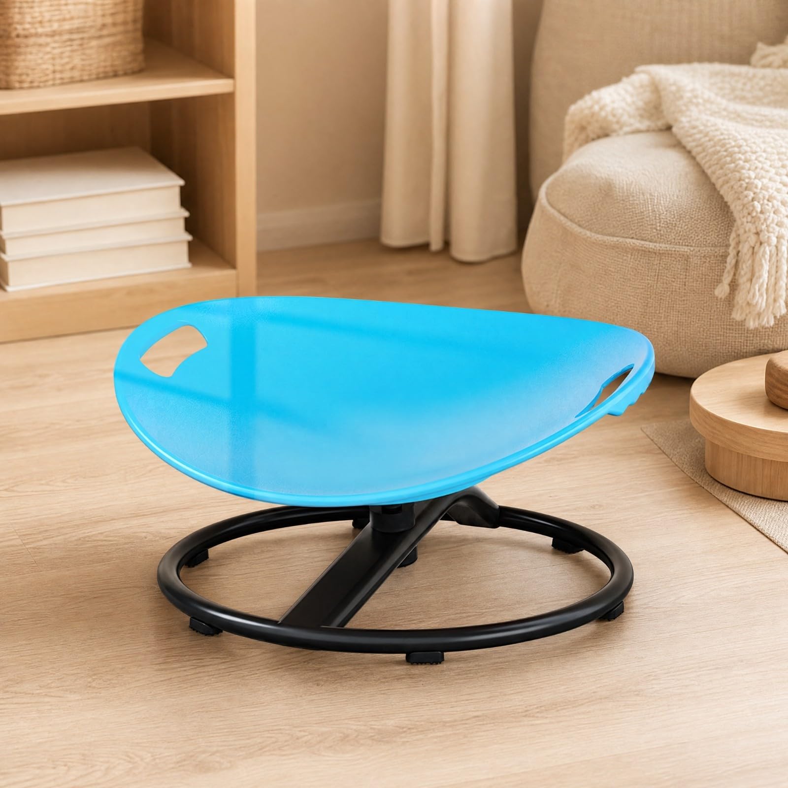 Chaise Développement Vestibulaire Circulaire Siège Trnant Poignées Intégrées Stable Siège Rotatif Base Antidérapante pr Enfants