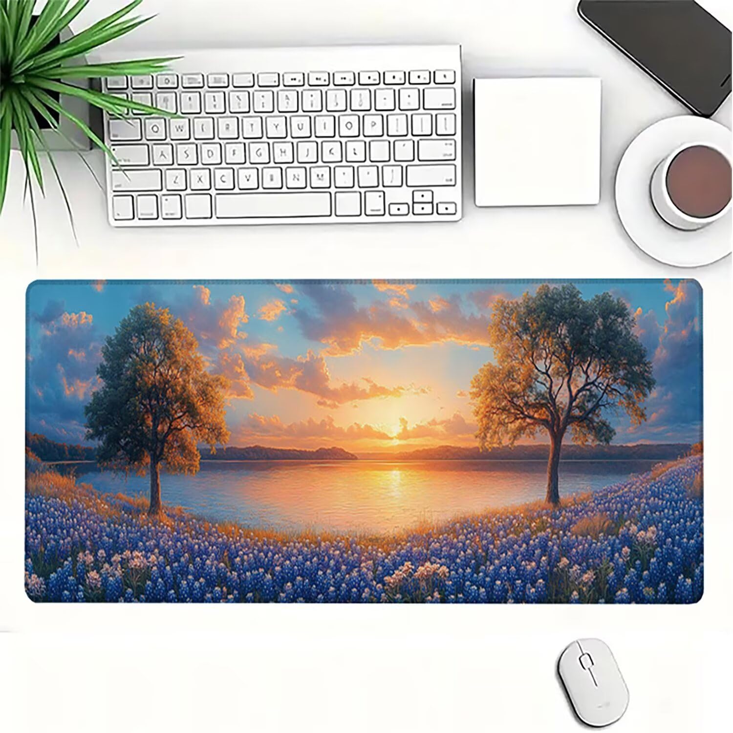 Lejnlnng Podkładka pod mysz do gier XXL, 120 x 60 cm, duża fabryczna mata na biurko, wodoodporna podkładka pod mysz XL Krajobraz, antypoślizgowa gumowa podkładka pod mysz ze zszytymi krawędziami do