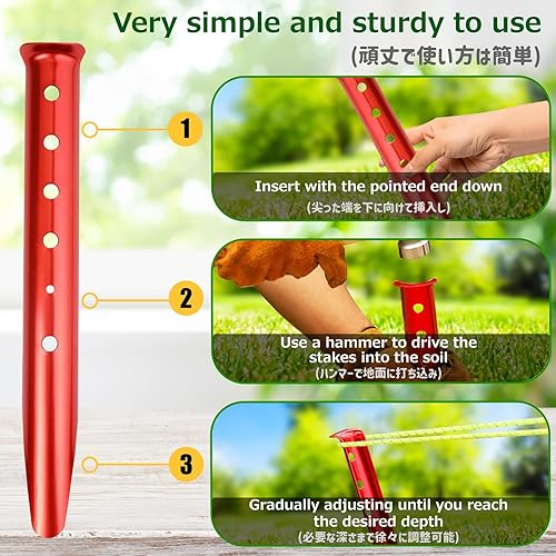 Miniatura 5 de Azarxis Estacas de aluminio para tienda de campaña de arena de nieve, clavos de suelo ligeros y resistentes para playa, toldo, camping, senderismo,