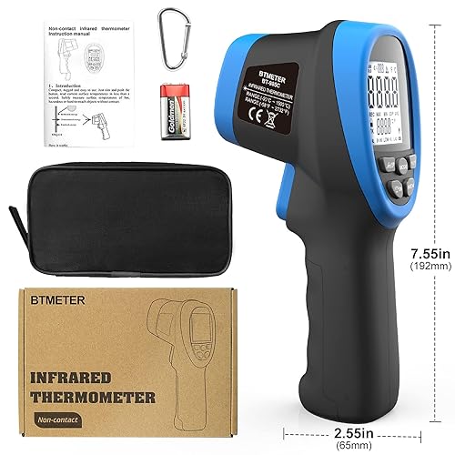 Miniatura 7 de BTMETER BT-985C - Pistola de temperatura láser infrarroja 161 sin contacto, lectura instantánea digital de -58.0 F1,472.0 F(-581472) para alimentos,