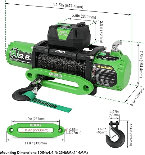 Miniatura 30 de Winch - Cabrestante eléctrico de 13000 libras, cabrestante de cuerda sintética de 12 V, cabrestante de campo áspero con cable Hawse Fairlead, mango