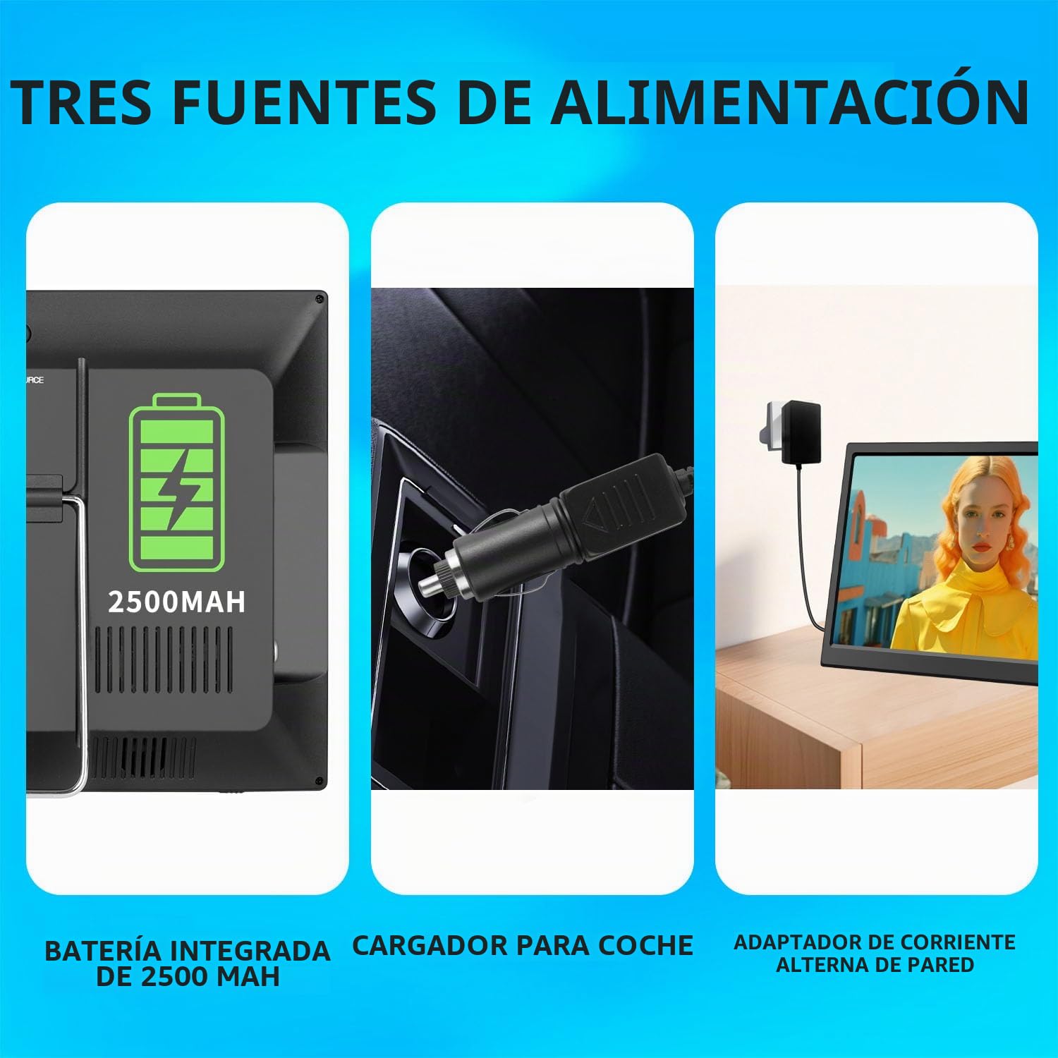 KCR TV Digital Recargable de 15,6 Pulgadas, sintonizador DVB-T2, con Cable de Red y Cable de Carga de 12 voltios, Entrada AV, Entrada HDMI, Ranura USB, Mando a Distancia, TV Freeview