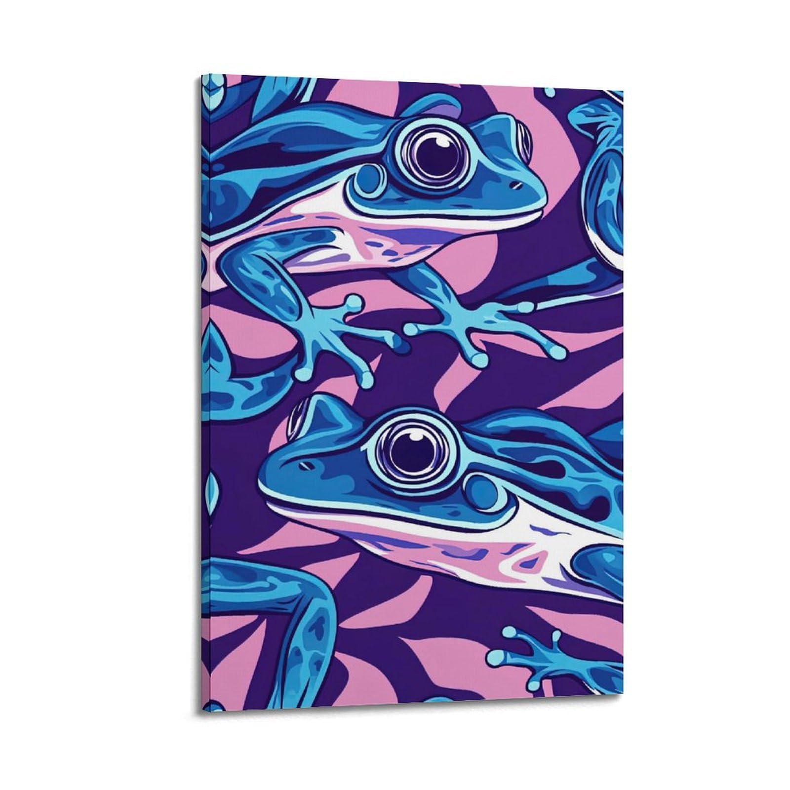CXHJCA Animal Poster Blue Frogs Poster Decorative Painting Canvas Wall Posters And Art Picture Print Modern Family Bedroom Decor Posters 20x30inch(50x75cm)