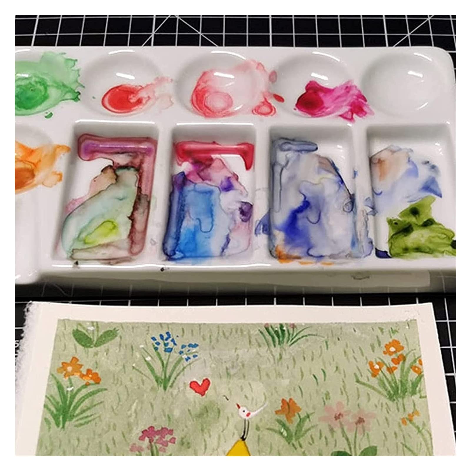 paleta akwarelowa paleta artystyczna paleta farb, tacka na gwasz, paleta artystyczna (rozmiar: 19,3 * 11 cm)