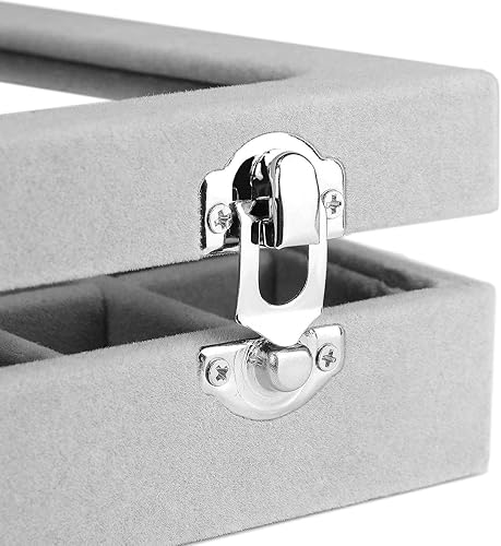 Miniatura 6 de Joyero de terciopelo con 24 rejillas para joyas, caja organizadora de exhibición, bandeja para anillos, estuche de almacenamiento para niñas,