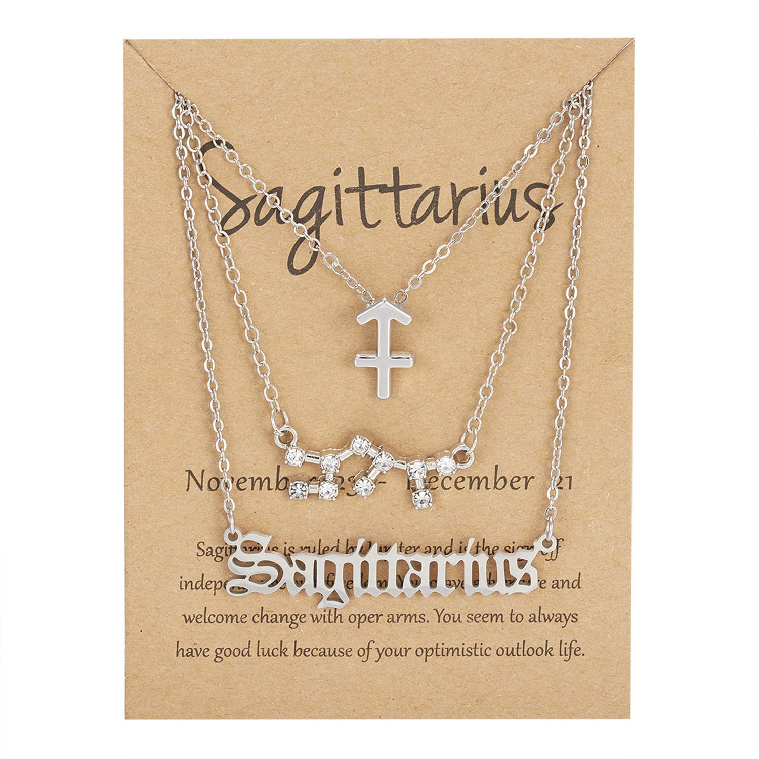 COLORFUL BLING 3-Piece Zodiac Necklace Set – Constellation Chokers With Message Card, Capricorn Example - View #3