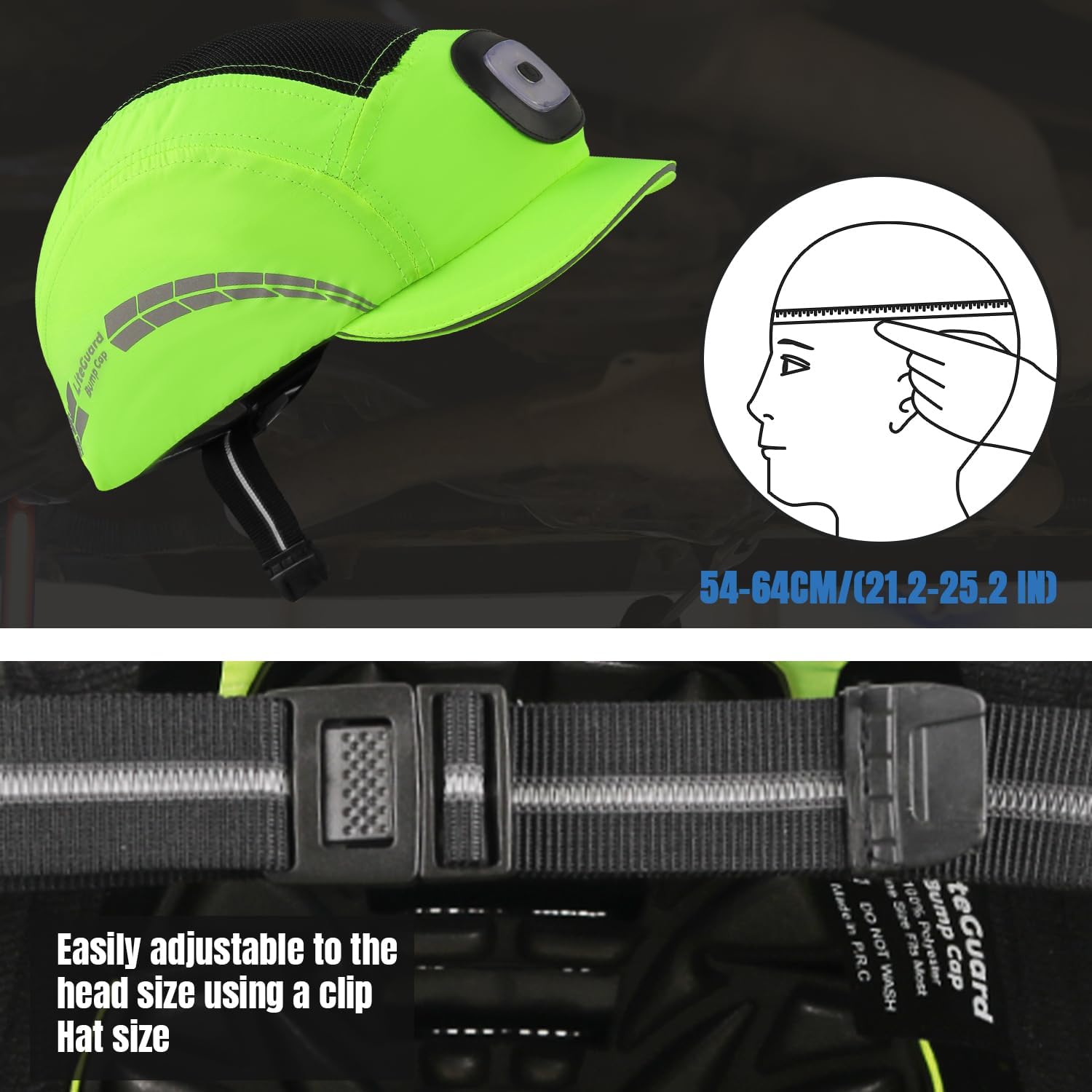 UM ULTRAMAXX Lightweight Bump Cap with Reflective Stripes, Breathable Baseball Cap Style, Head Protection Hard Hat for Men Women